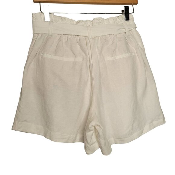 NWT Loft Women's Small Linen Viscose Blend Paperbag Waist Shorts White Flaw - Picture 3 of 7